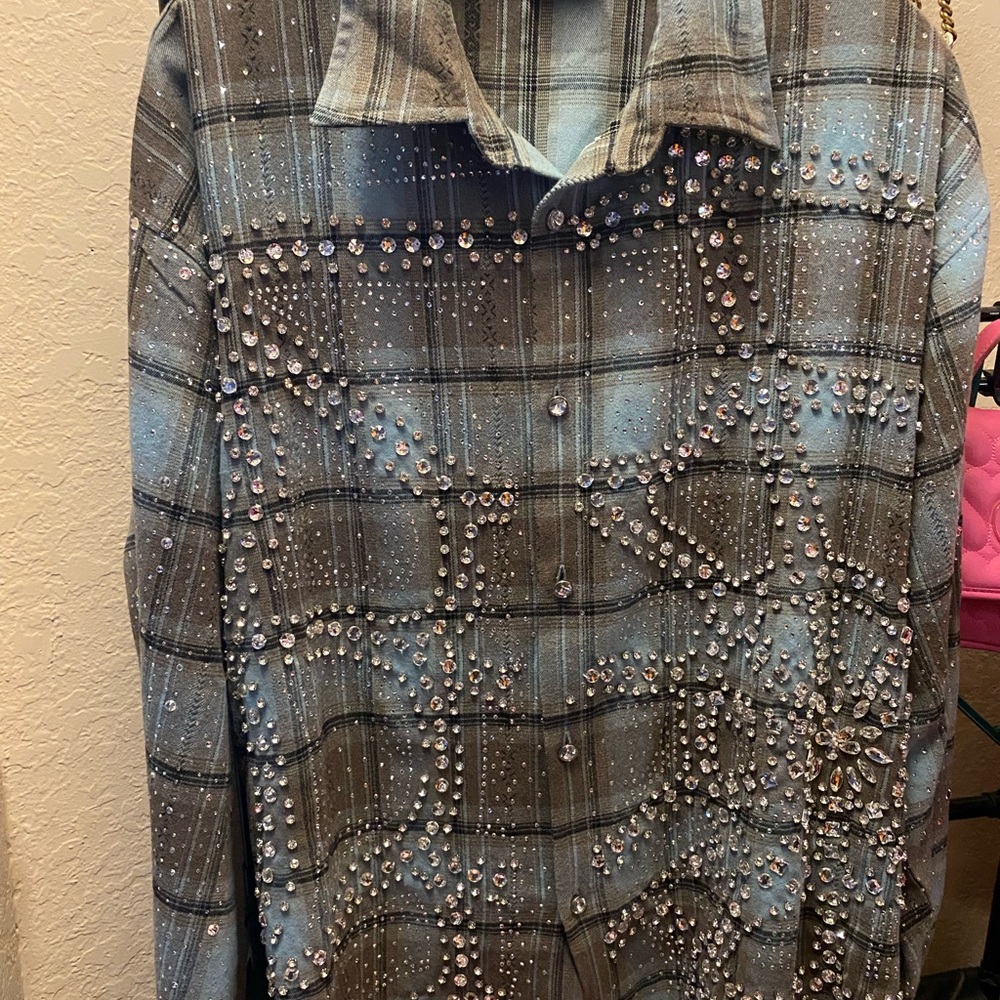 VALE Embellished Plaid Shirt